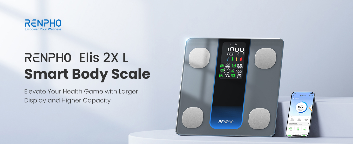 Renpho Smart Scale for Body Weight 500lb, Large Display Weight Scale, Body Fat Scale for BMI Muscle
