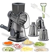 Rotary Cheese Grater Shredder with Handle Handheld Round Mandoline Vegetable Slicer Carrot Shredd...