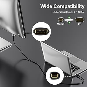 CHENLENIC displayport 2.1 mini displayport 2.1 16K cable thunerbolt 2 macbook dp2.1 dp16K cable