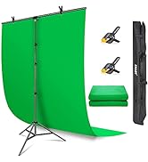 EMART Green Screen Backdrop with Stand, 5x7 ft Collapsible Greenscreen with Portable T-Shaped Bac...