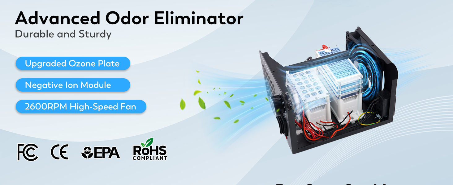 Ozone Generator Industrial O3 Air Purifier Deodorizer Ozone Machine Air Ionizer Odor Rooms, Smoke