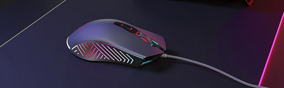 Rampage Spear V2 white RGB wired gaming mouse with ergonomic shape and side buttons