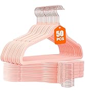 Uinicor 50 Pack Blush Pink Velvet Hangers,Coat Hanger Non Slip,Heavy-Duty,Space Saving,Slim Cloth...