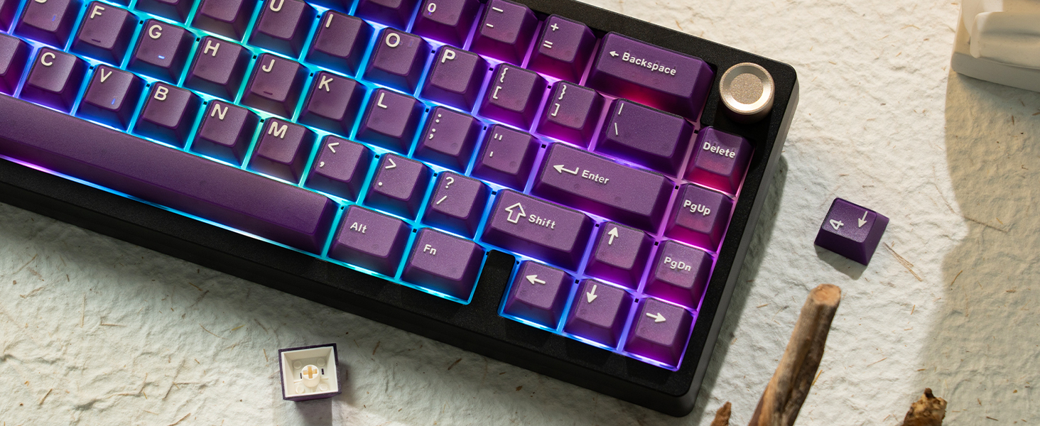 Purple Jade keycaps,Double Shot PBT keycaps Jelly Set,Ceramic Custom Keycap Translucent