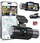 GKU 4K 3 Channel Dash Cam Front and Rear Inside, 3" IPS Screen, 5.8GHz WiFi Dash Camera for Cars,...