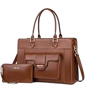 MOSISO Laptop Tote Bag for Women, 15.6 inch PU Leather Tote Crossbody Handbag with Laptop Compart...
