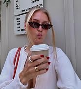 Colrea Retro Oval Sunglasses for Women Small Cat Eye Sun Glasses Womens Trendy Y2K Narrow Shades ...