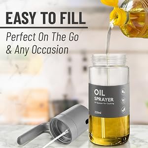 Oil Sprayer, cooking oil mister, olive oil, avocado oil. coconut oil, peanut oil, vuseone sprayer