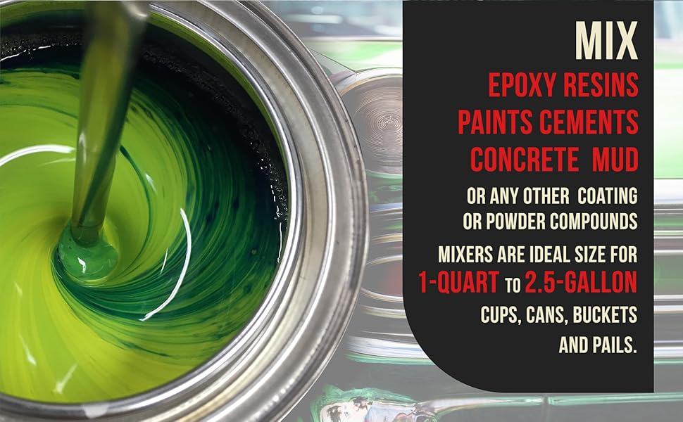 TCP Global 14" Paint Mixer Set-2 Paddle Mixers 1/4" Round &amp; 5/16" Hex Shafts, Mix Paint Resin &amp; More