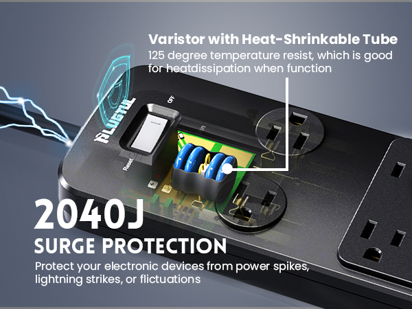 power strip surge protector usb c power strip 10ft 15ft 20ft 25ft extension cord black