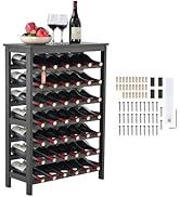 VEVOR 42 Bottle Modular Wine Rack, 7-Tier Solid Bamboo Wood Storage Racks with Table Top, Floor F...