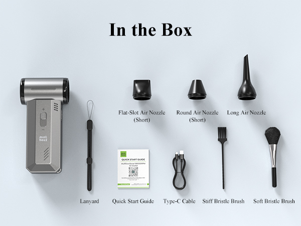 Text reads 'In the box'. Product package contents display showing various charging accessories and components laid out systematically.