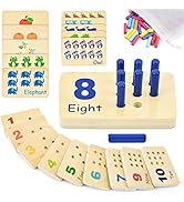 Atoylink Wooden Counting Peg Board Kindergarten Math Manipulatives Number Counting Toys for Toddl...