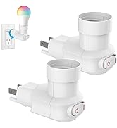 [2-Pack] Plug in Light Socket, 3-Prong Light Bulb Socket Adapter, 360° Rotatable Light Bulb Plug ...