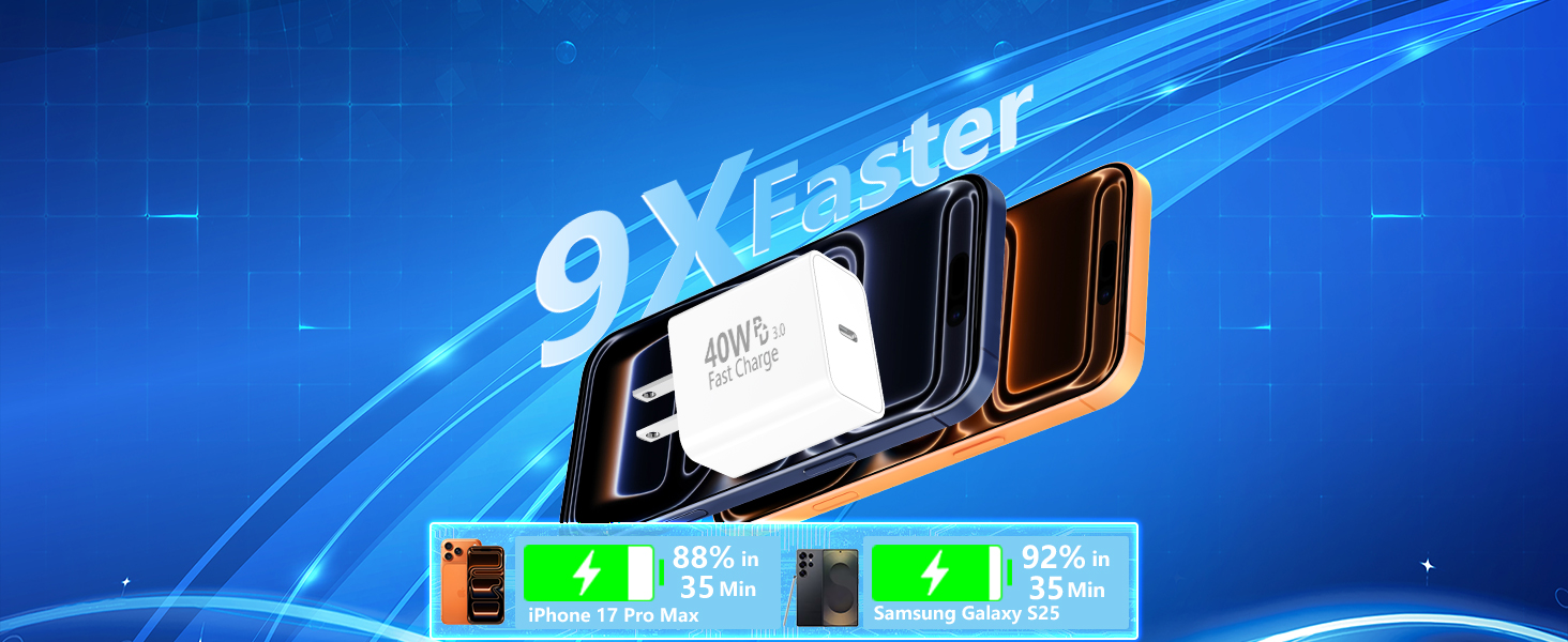 MFi Certified 2Pack 40W Dynamic Power Adapter USB C Charger Block Type C Wall Charger for iPhone 17