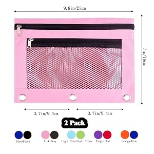 pink binder pencil pouch