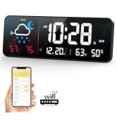 Digital Wall Clock, Digital Clock Large Display with Network Auto-Synced, Corded Smart LED Alarm ...