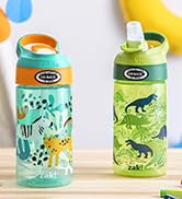 Zak Designs 16oz Riverside Kids Water Bottle with Spout Cover and Built-in Carrying Loop, Made of...