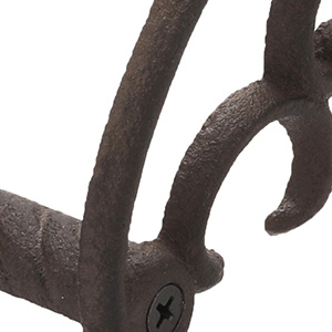 Wall Mounted Brown Cast Iron Hose Reel, Water Hose Holder with Vintage Scrollwork Design