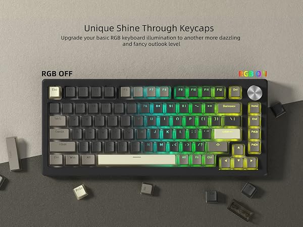 Pudding Keycaps, PBT Shine Through Keycaps 143 Keys Set Custom Key caps