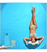 Fammart Beach Blanket Sandproof Waterproof, Extra Large Beach Mat with Stakes &amp; Corner Pockets, O...