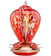 LaElvish Garden Gifts for Mom Mothers Day Hummingbird Feeder, 34OZ Hand Blown Glass Hummingbird F...