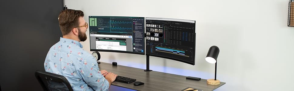 Telescoping Dual Monitor Desk Mount