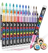 Acrylic Paint Markers Brush Tip 24 Colors, Water-Based Acrylic Colored Paint Pens No-Bleed Colori...