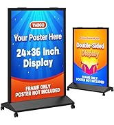 VAIIGO Heavy Duty Rolling Sidewalk Sign 24x36 Inch - Double-Sided Sandwich Board Poster Stand wit...