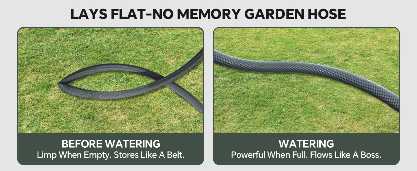 Flexible LAYS FLAT-NO MEMORY GARDEN HOSE