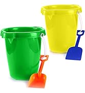 4E's Novelty 7" Beach Buckets and Shovels Set for Kids - Large Sand Bucket for Toddler Beach Toys...