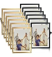 12 Pack 4 x 6'' Floating Picture Frames for 3.5x5, 3.5x5'', 2x3 Gold or Black Photo Frame Metal P...