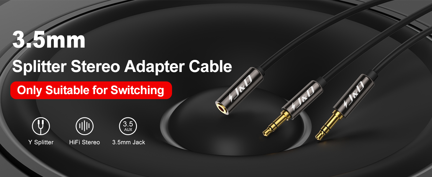 3.5mm splitter, aux splitter 1 in 2 out, headphone splitter, audio splitter