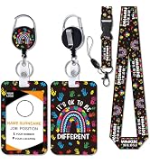 Obookey Autism Awareness Lanyards for ID Badges, It's Ok to Be Different Autism Lanyard with ID H...
