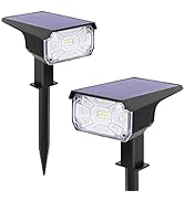 ZJOJO Solar Spot Lights Outdoor, 2 Pack 2-in-1 Solar Landscape Spotlights, 3 Modes Cool White IP6...