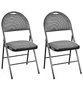 ARLIME 2 PCS Folding Chairs w/Padded Seats, Padded Foldable Chair w/Handle Hole, Upholstered Seat...