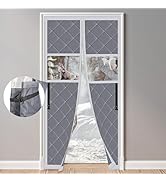 Magnetic Thermal Insulated Door Curtain with Stay Open Buckles, Fit Door Size 32" x 80", Windproo...