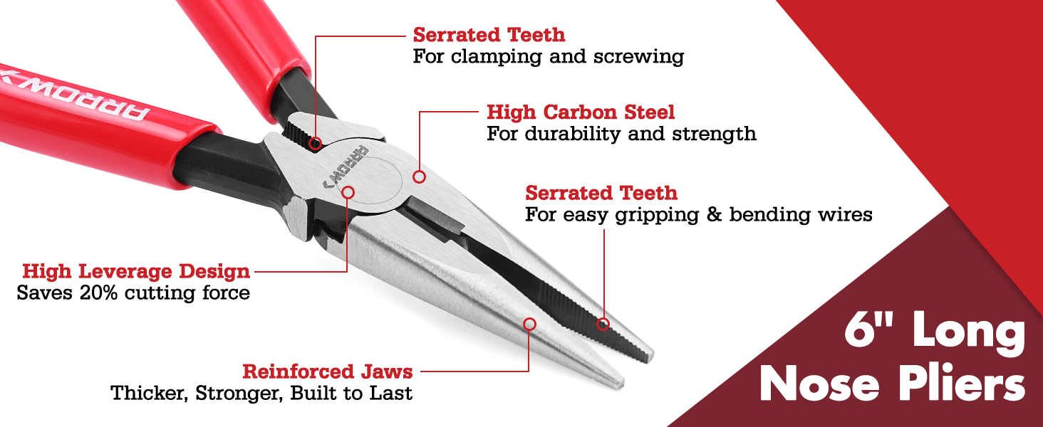 AHT03001AZ ARROW 6IN LONG NOSE PLIERS