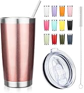 ATIKZHE 20oz Tumbler with Straw and Brush, Stainless Steel Vacuum Insulated tumbler, Double Wall ...