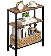 Narrow Side Table for Small Space, 2-Tier Small End Table with Shelf Holder, Slim Nightstand, Ski...