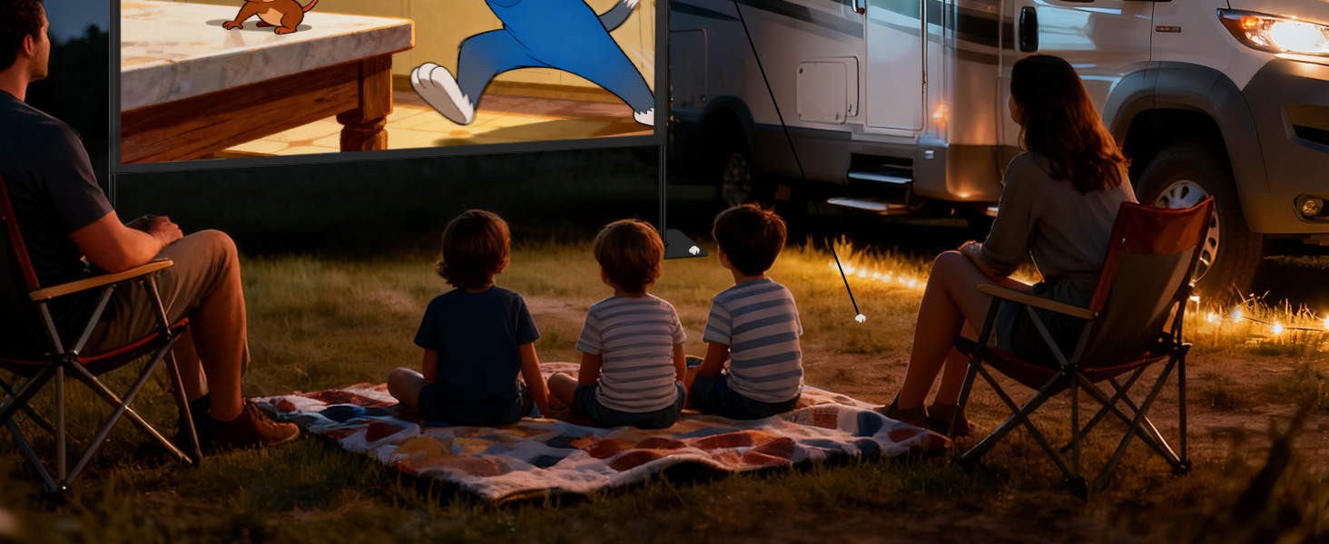 Outdoor Projector Screen with Stand 120 inch for Home Theater and Backyard Movie Night