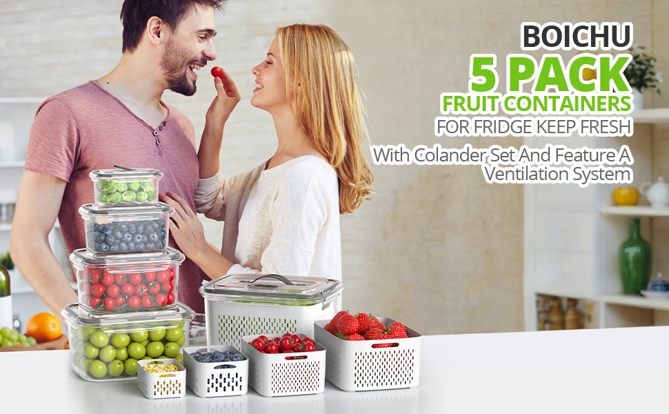 Fruit containers for fridge organizers and storage