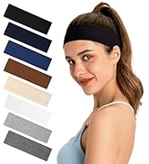 Headbands for Women 8-Pack Vibrant Yoga &amp; Sports Sweat Headbands - Cotton Stretchy Non-Slip Hair ...