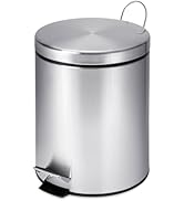Honey-Can-Do Mini Stainless Steel Trash Can with Lid and Foot Pedal, 5-Liter Small Garbage Bin fo...