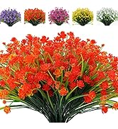RECUTMS 12 Bundles Artificial Flowers for Outdoor Decoration UV Resistant Faux Flowers Faux Outdo...