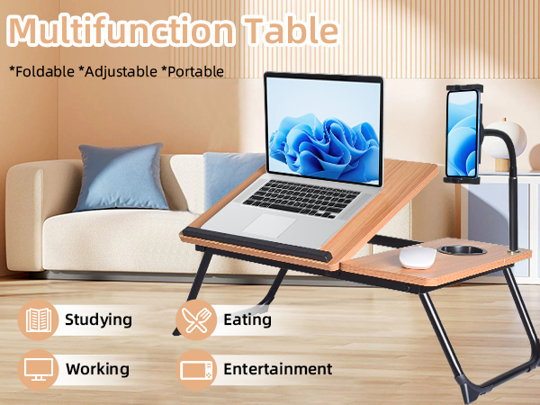 Laptop Desk for Bed Couch, Laptop Stand for Desk, Bed Tray Table with Cup Holder for Laptop