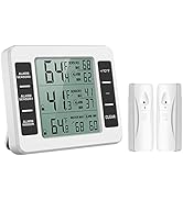 KeeKit Refrigerator Thermometer, Indoor Outdoor Thermometer with 2 Sensors, Wireless Digital Free...