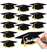Whaline 50 Pcs Graduation Hat Cutouts Black Grad Caps Tassel Paper Cutting Bulletin Board Decorat...