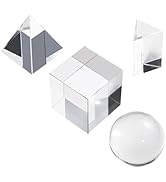 4 Pack K9 Optical Crystal Photography Prism Set, Include 50mm Crystal Ball, 50mm Crystal Cube, 50...