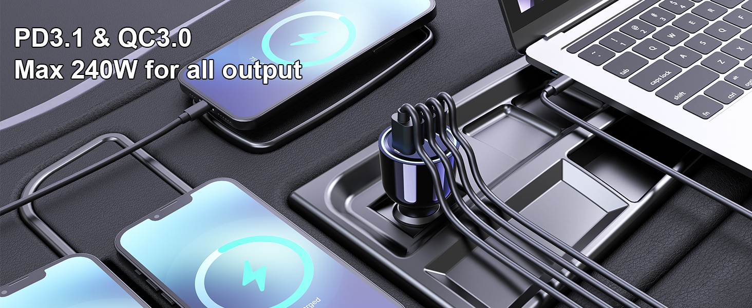 240W usb c pd car charger